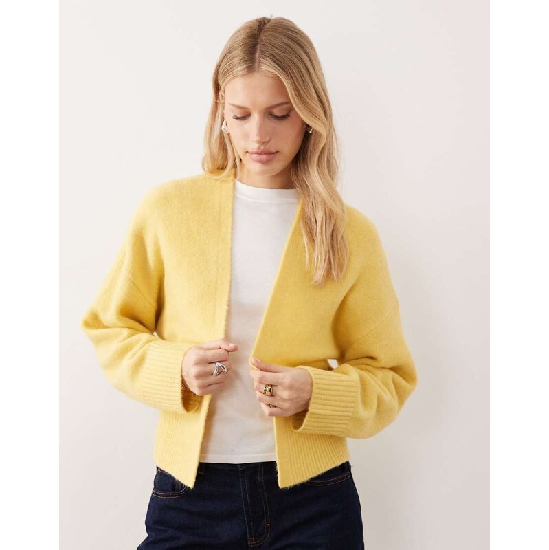 ASOS DESIGN edge to edge cardigan in yellow 115519161