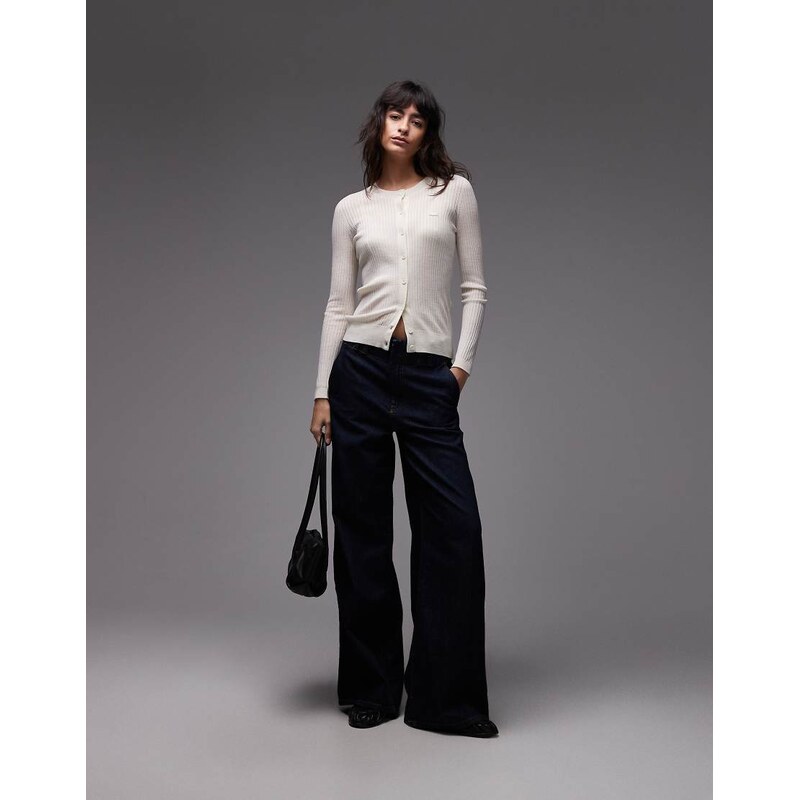 Lacoste sheer knitted cardigan in white