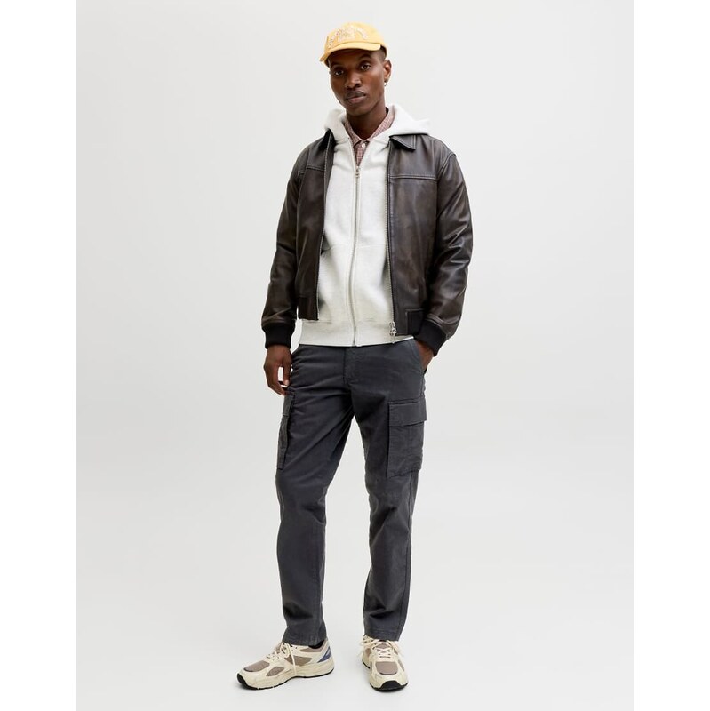 Jack & Jones straight cargo trousers in black