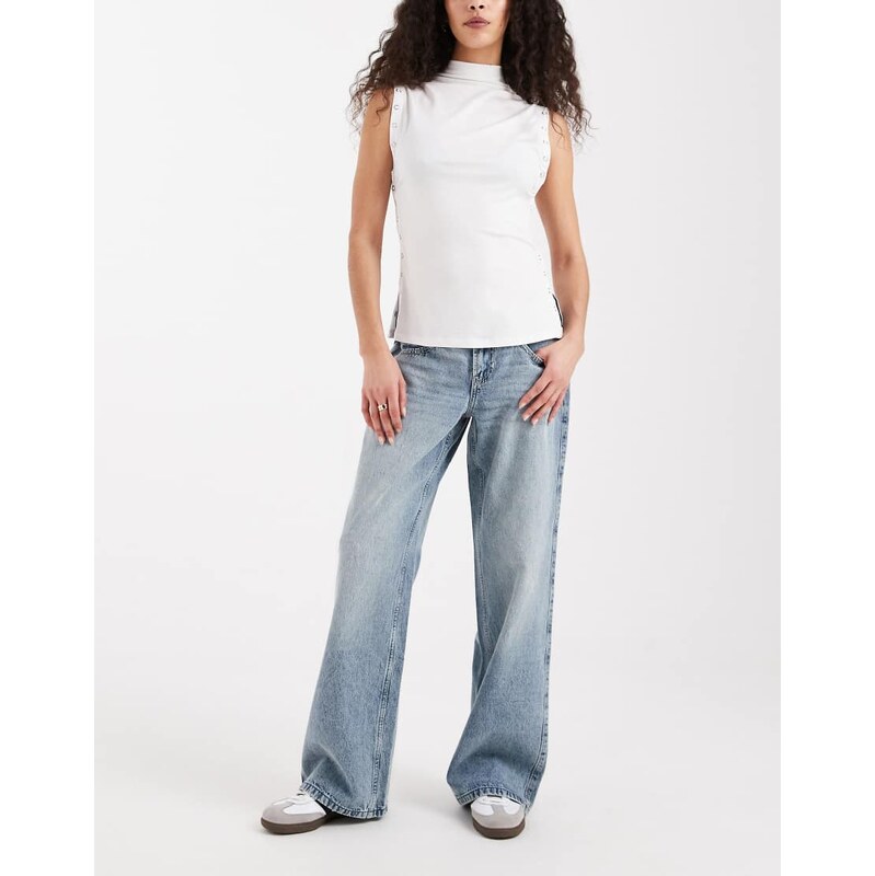 Hollister low rise baggy jeans in light blue wash 112846783