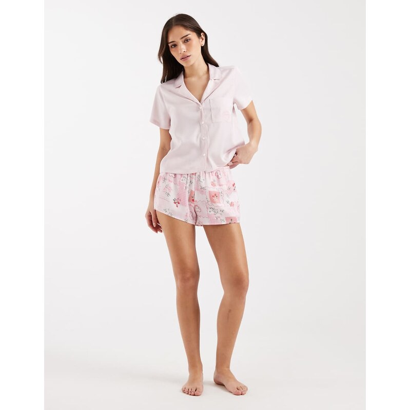 Hollister co-ord pyjama shorts in pink