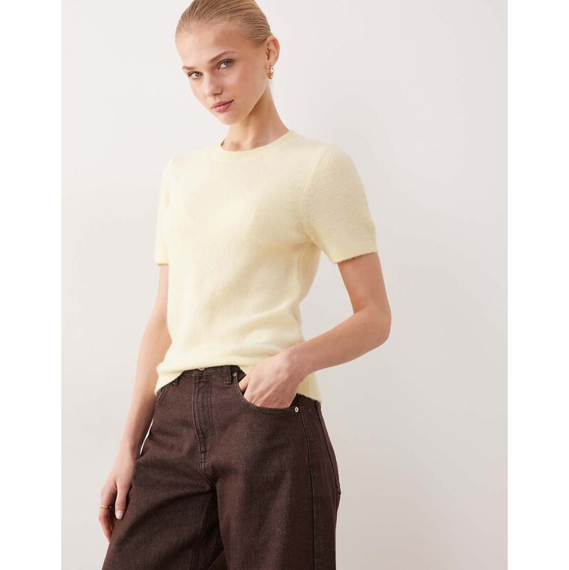 Abercrombie & Fitch knitted skimming t-shirt in yellow