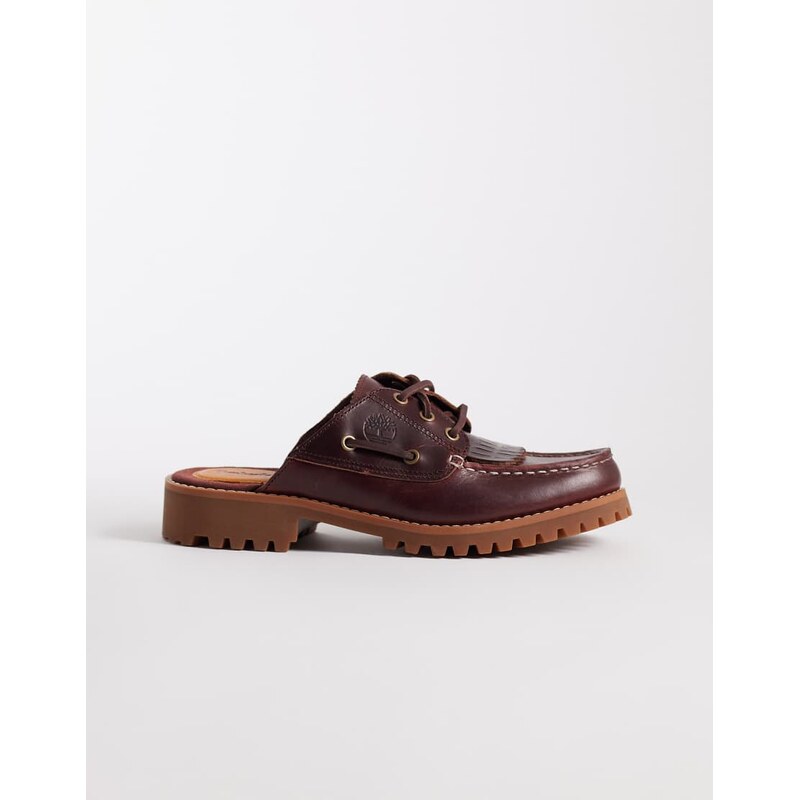 Timberland authentic mules in burgundy full grain leather-Red 112846801