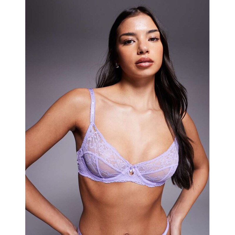 Boux Avenue Gracie lace balconette bra in lilac-Purple 115516887