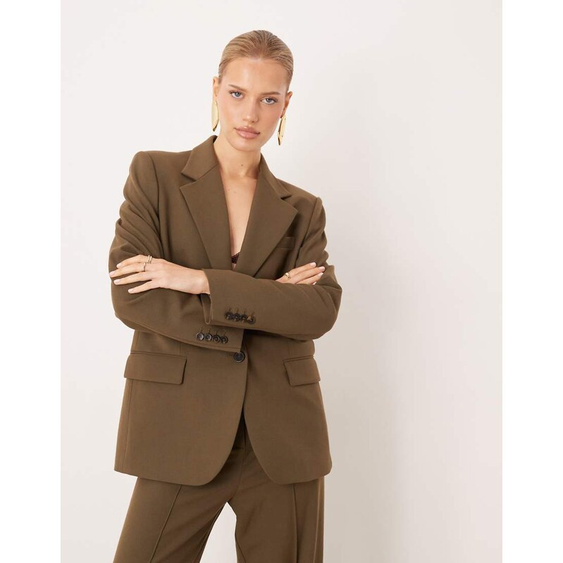 Mango Paris tailored blazer co-ord in khaki-Green
