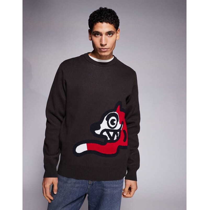 ICECREAM running dog knitted jumper in chocolate brown