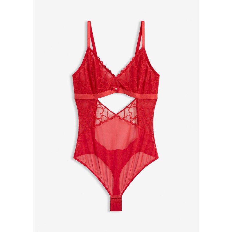 bonprix Body tanga se srdíčkovou krajkou červená Žena 112846249