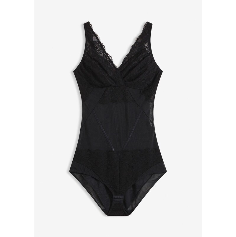 bonprix Stahovací body s lehkým tvarujícím efektem a krajkou černá 112846309