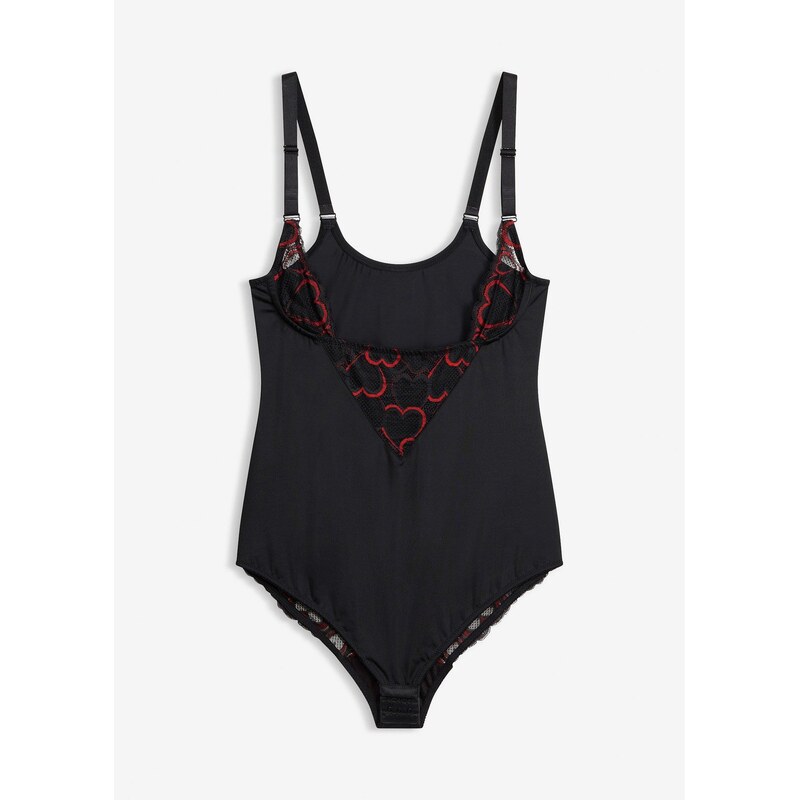 bonprix Stahovací body s krajkou, lehký tvarující efekt černá Žena 113660807