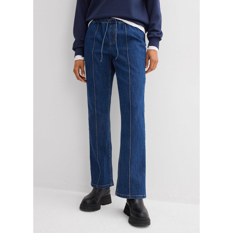 bonprix Džíny Bootcut, Mid Waist, pohodlný pas modrá Žena