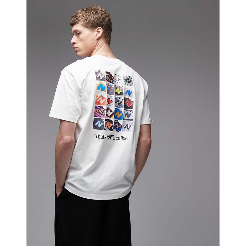 New Balance N Collage t-shirt in off white