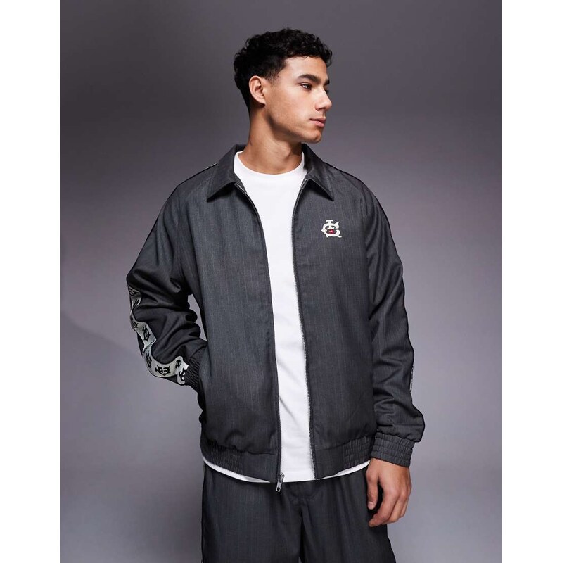 ICECREAM logo pinstripe track jacket co-ord in charcoal-Grey