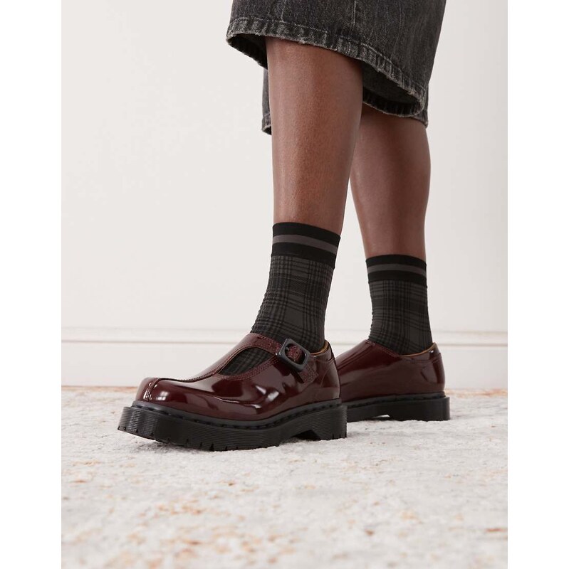Dr Martens Rejena Mary Jane shoe in lacquered cherry red 113291097