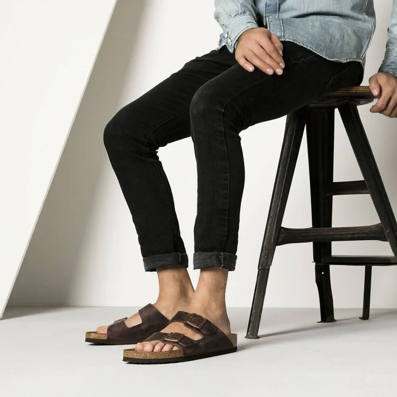 Dámské/pánské hnědé žabky Birkenstock Arizona Nubuk Habana narrow 112846587