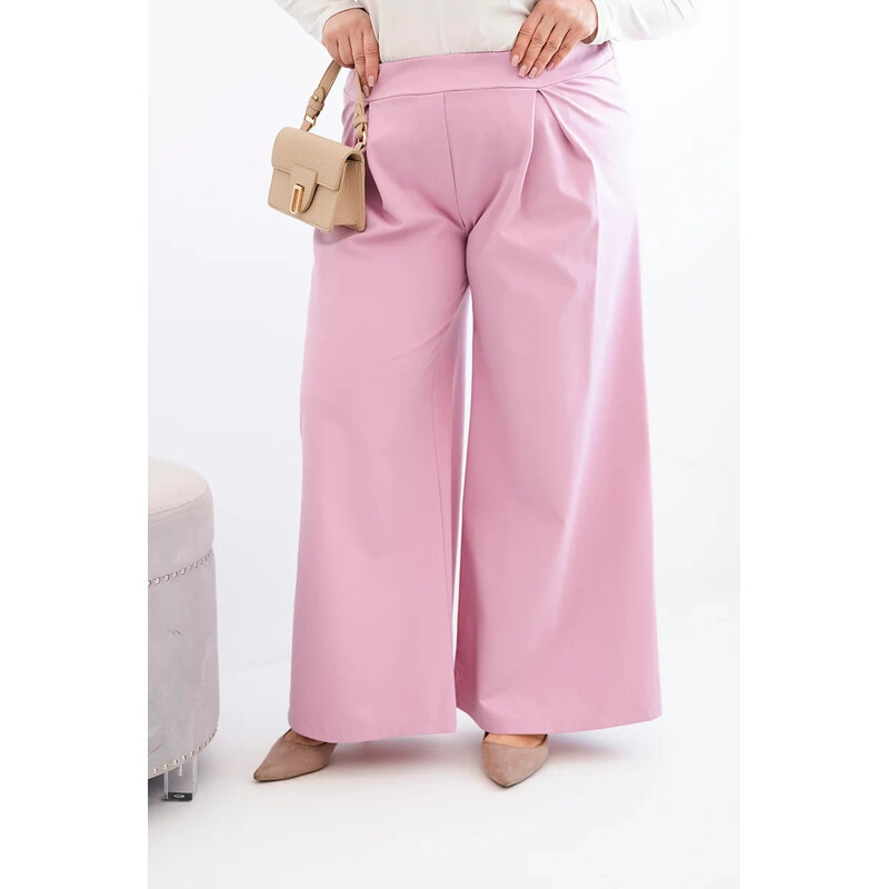 K-Fashion Dámské kalhoty Plus Size s širokými nohavicemi a