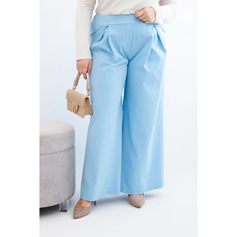 K-Fashion Dámské kalhoty Plus Size s širokými nohavicemi a
