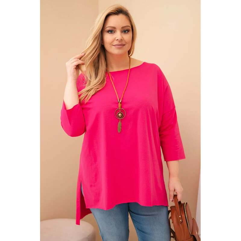 K-Fashion Dámská bavlněná blůza Plus Size asymetrická s