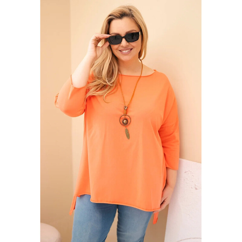 K-Fashion Dámská bavlněná blůza Plus Size asymetrická s