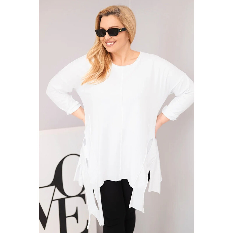 K-Fashion Dámská bavlněná blůza Plus Size s asymetrickým spodním
