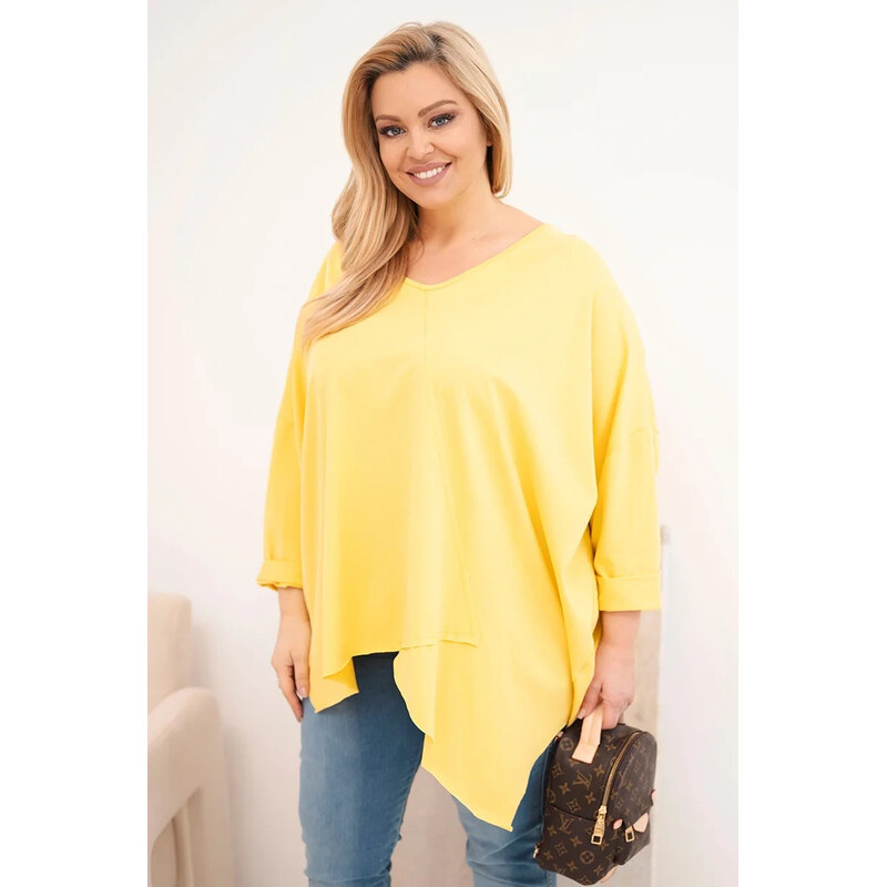 K-Fashion Dámská bavlněná blůza Plus Size s asymetrickým spodním