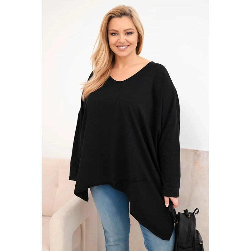 K-Fashion Dámská bavlněná blůza Plus Size s asymetrickým spodním