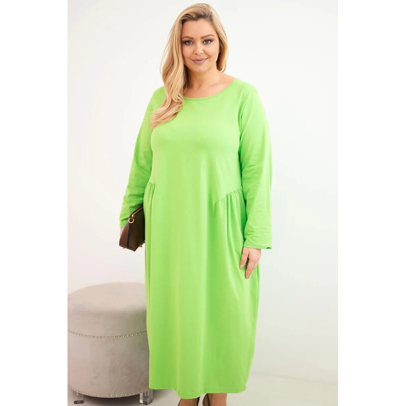 K-Fashion Dámská sukně Plus Size bavlněná s dlouhým rukávem a
