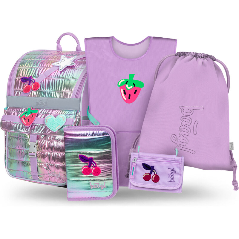 BAAGL SET 5 Zippy Lavender: aktovka, penál, sáček, zástěra,