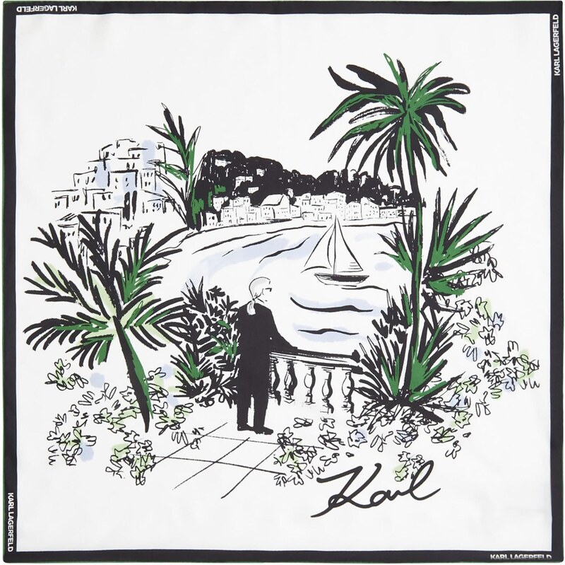 Karl Lagerfeld Šátek Villa de Vigie zelená / černá / bílá