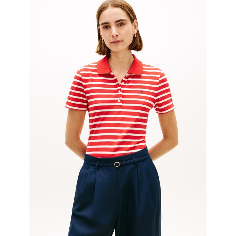TOMMY HILFIGER Tričko 1985 oranžově červená / bílá