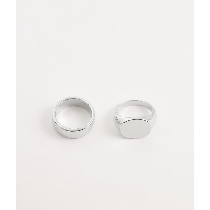 Jack & Jones 2 pack rings in silver