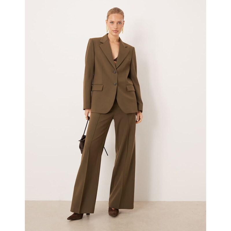 Mango Paris tailored trouser co-ord in khaki-Green