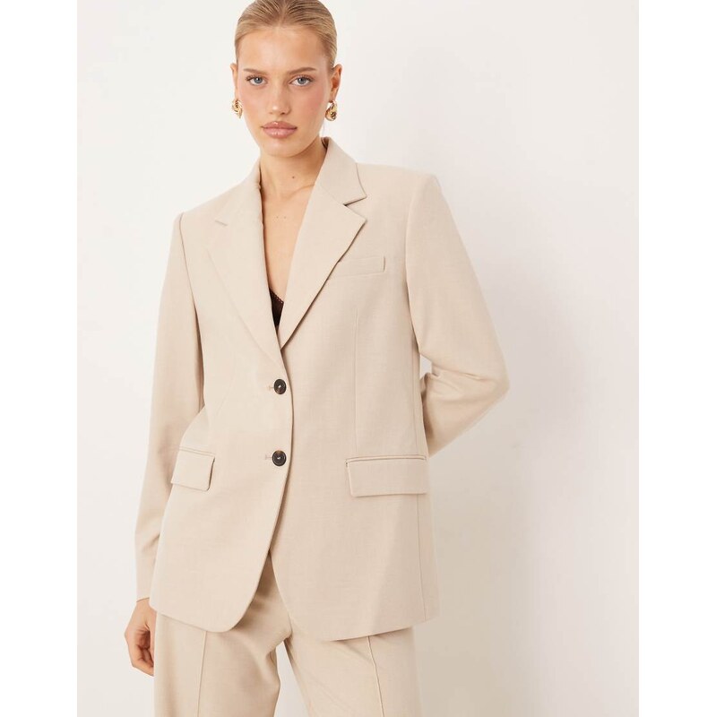 Mango Paris tailored blazer co-ord in cream-White