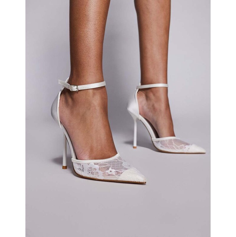 SIMMI Shoes Simmi London Deena heeled shoes in white lace 112879283