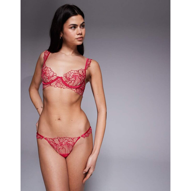 Bluebella Amarosa Floral Embroidered Ouvert Brief in Pink
