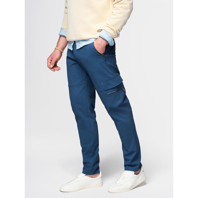 Ombre Mens STRAIGHT LEG cargo pants with zippered pockets - dark