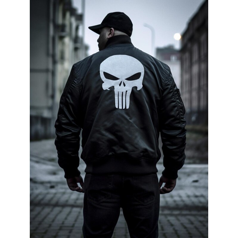 Černobílá bunda Marvel Punisher Back Character Bomber Jacket