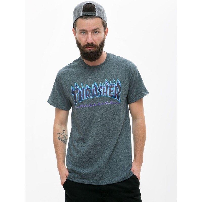 Pánské tričko s krátkým rukávem Grey Thrasher Flame Logo