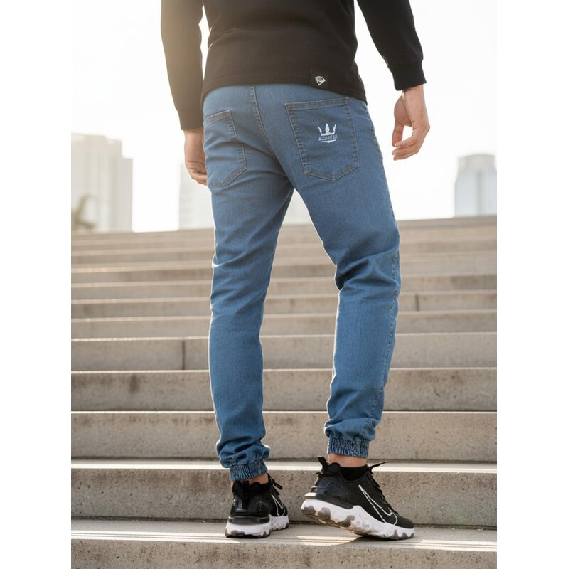 Džíny Jogger s manžetami Pánské Modré Jigga Wear Crown