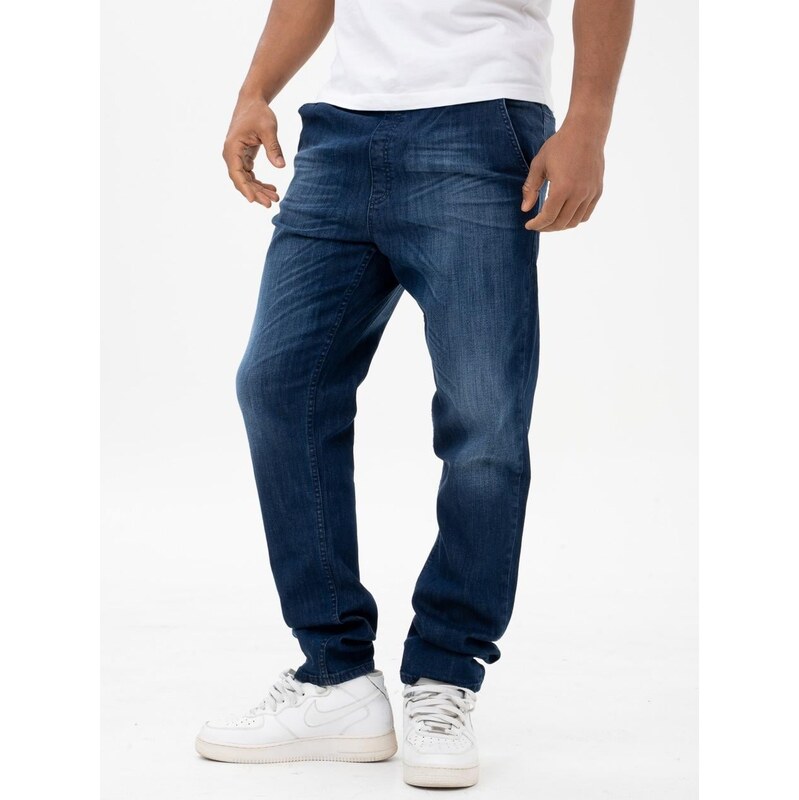 Pánské džínové kalhoty Pull-Up Dark Washed Blue Elade Orange