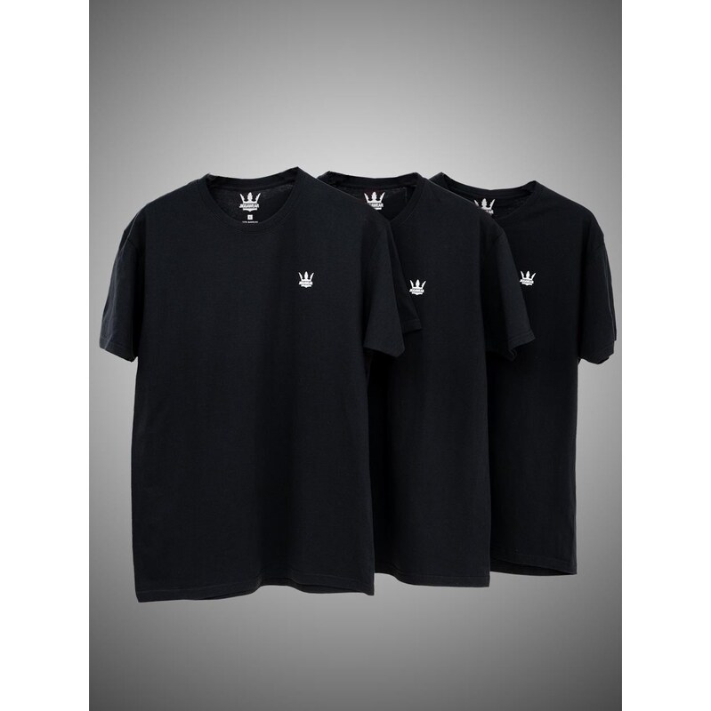 Sada 3 triček Jigga Wear Mini Crown v černé barvě.