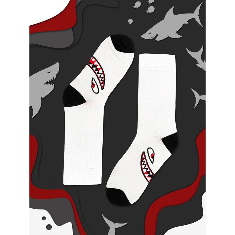 Dlouhé ponožky Urban Socks Jaws Bílé