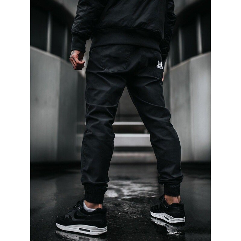 Jigga Wear Jigga Crown Stitch Fabric Jogger Trousers Black /
