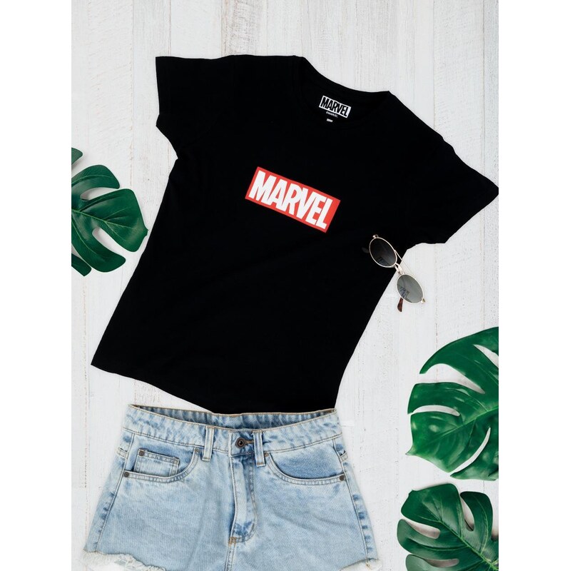 Dámské tričko s předním logem Marvel Comics s krátkým rukávem