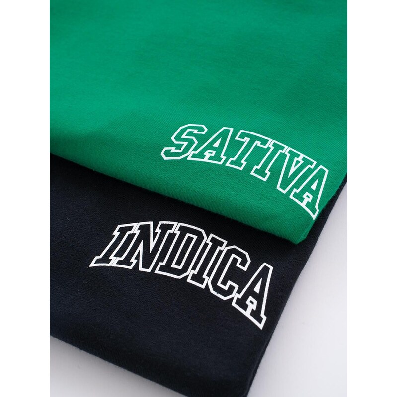 Sada 2 triček Kush Mini Sativa Indica černá / zelená