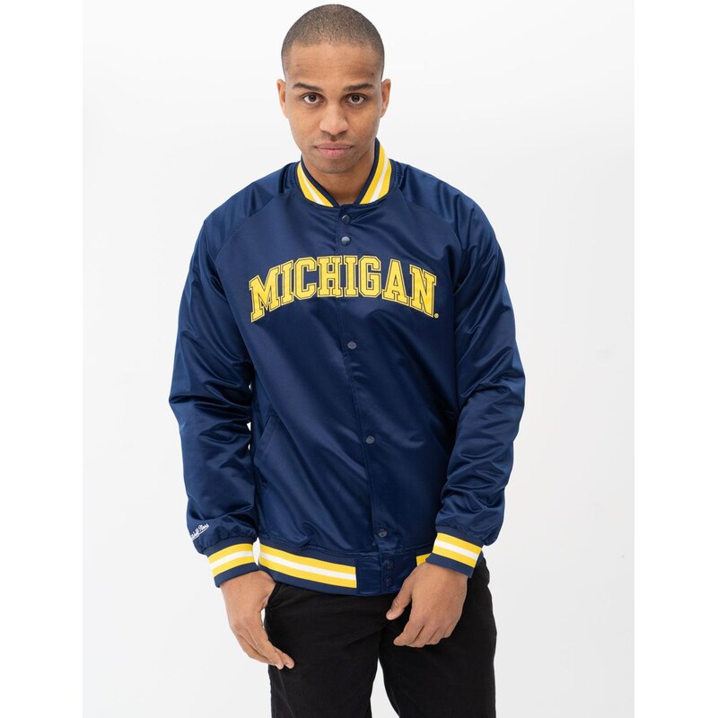 Bunda Mitchell & Ness NCAA Bold Michigan Baseball Jacket Navy