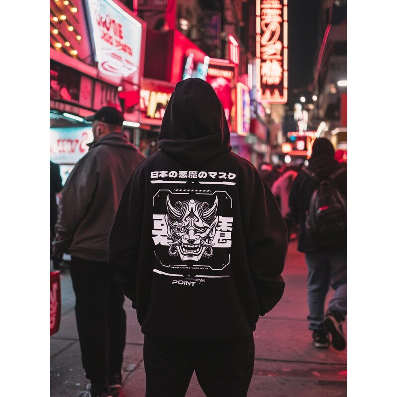 Mikina s kapucí Oversize Techwear pánská černá Point X Monster