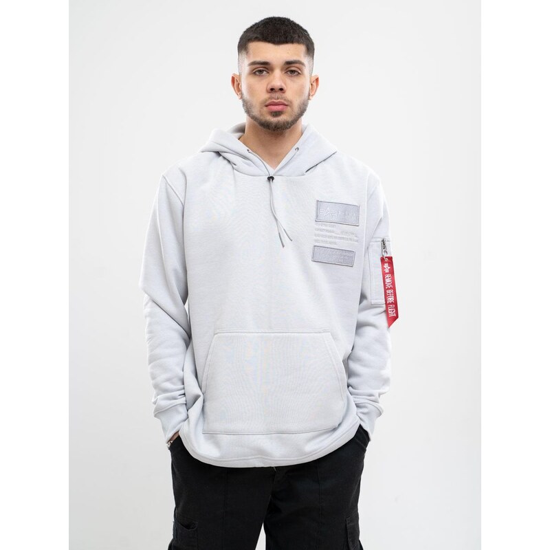 Alpha Industries Patch Hoody LF Hoodie světle šedá