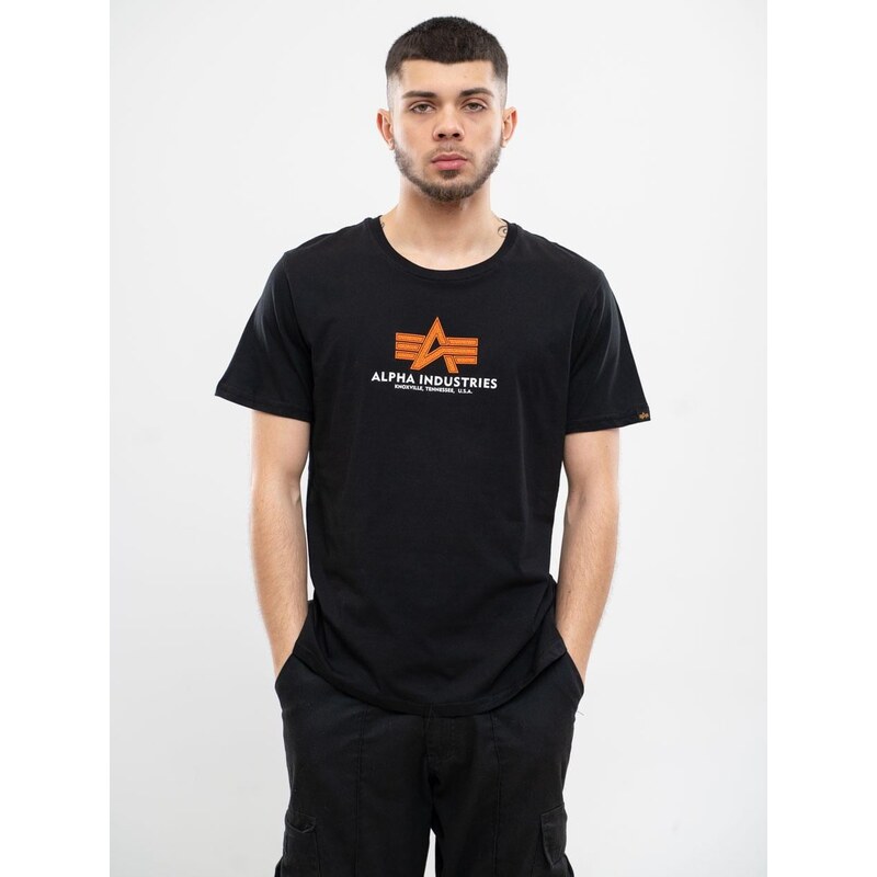 Alpha Industries Basic 3D gumové tričko s krátkým rukávem černé