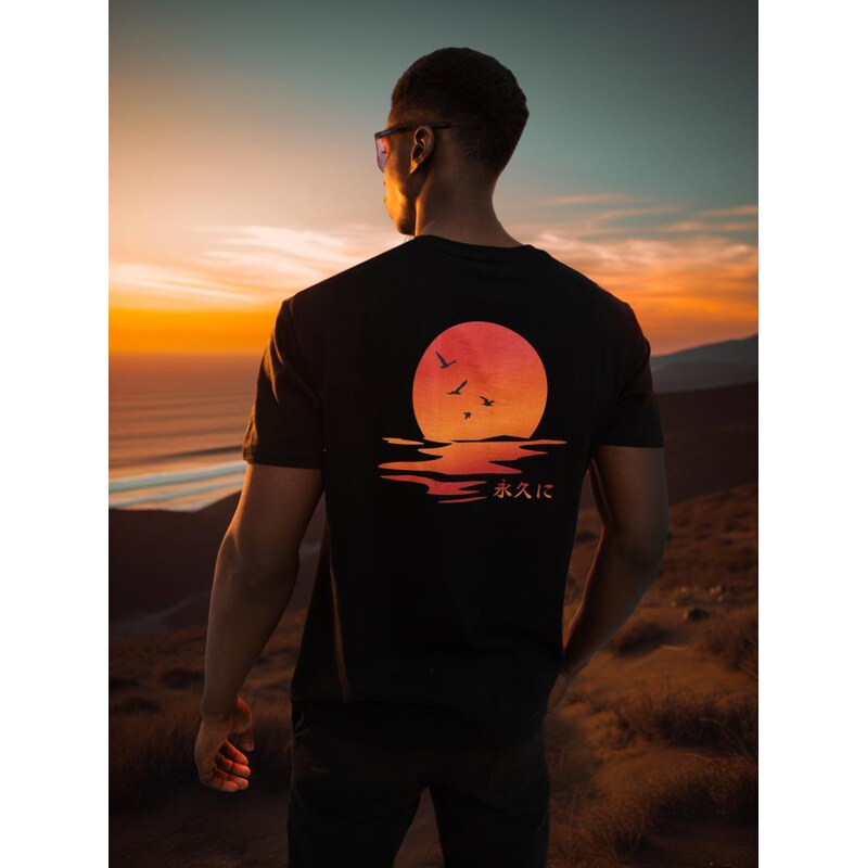 Pánské tričko s krátkým rukávem černé MyStars Sunset 2.0