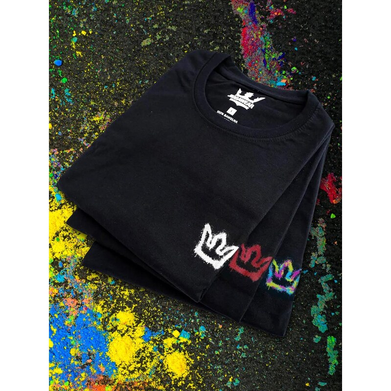 Sada 3 pánských černých triček Jigga Wear Color Spray